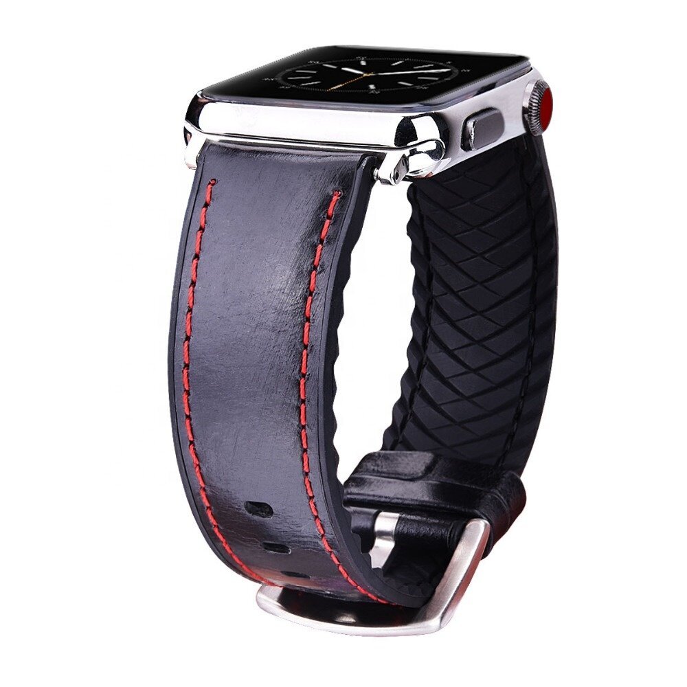 Черный мужской кожаный ремешок для Apple Watch 38-41 мм (Series 6/5/4/3/2)