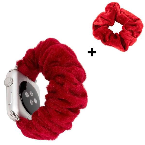 Ремешок красный для Apple Watch 38-41 мм (Series 6/5/4/3/2) + резинка для волос