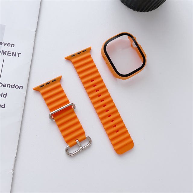 Ремінець + чохол для Apple Watch 45 мм Хвилястий Silicone Orange