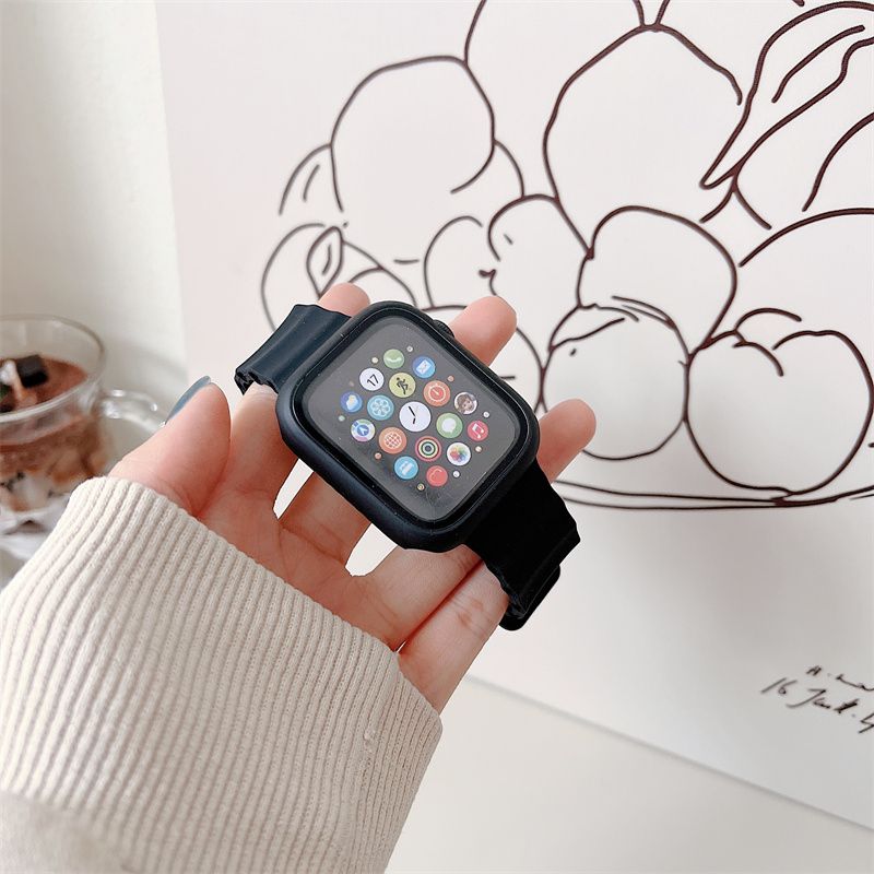 Ремінець + чохол для Apple Watch 49 мм Хвилястий Silicone Black