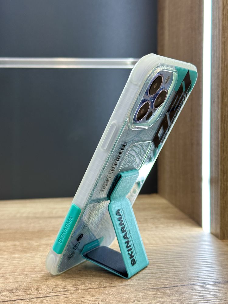 Чехол Skinarma Ryoiki для iPhone 13 Pro Max Clear + Turquoise с магнитной подставкой