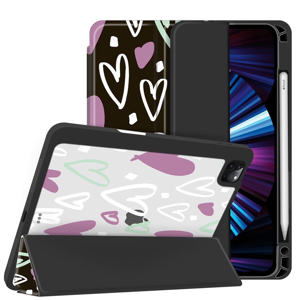 Чехол-книжка для iPad Pro (2018/2020/2021) 12.9" Сердце Черный Magnetic Case