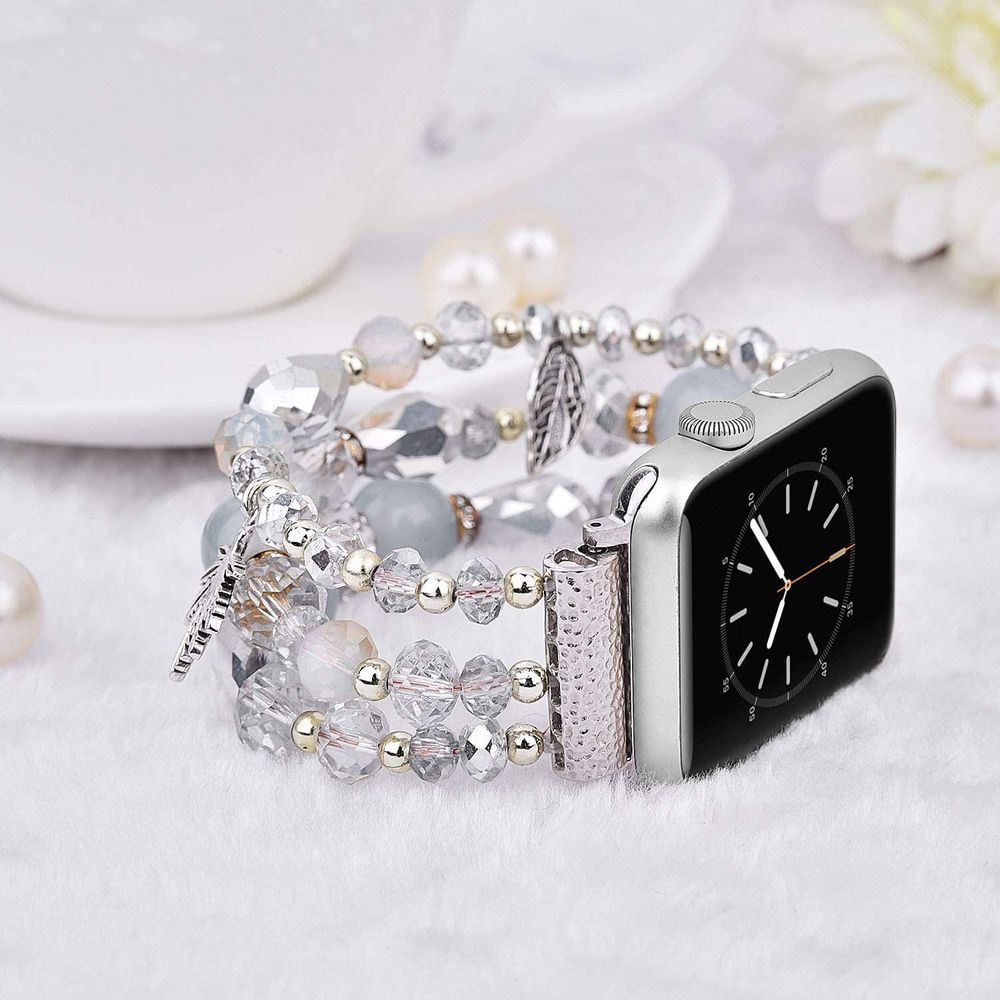 Ремінець із сріблясто-сірих намистин "Грація" для Apple Watch 41 / 40 / SE 40 / 38 мм