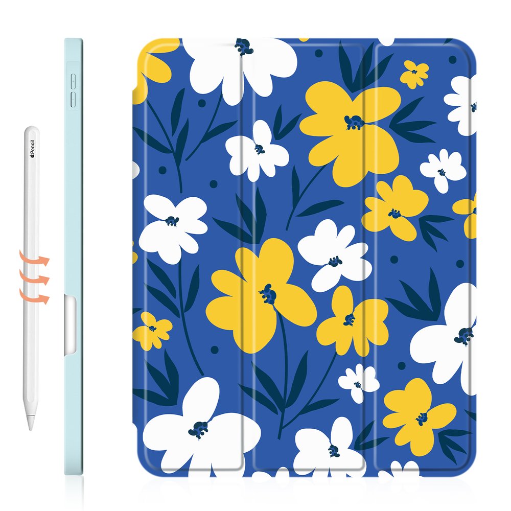 Чохол-книжка для iPad Pro (2018/2020/2021) 12.9" Синій з квітами Magnetic Case