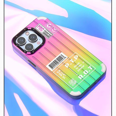 Яркий градиентный чехол для iPhone 14 Pro Max в форме вализы Розовый