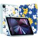 Чехол-книжка для iPad Pro (2018/2020/2021) 12.9" Синий с цветами Magnetic Case