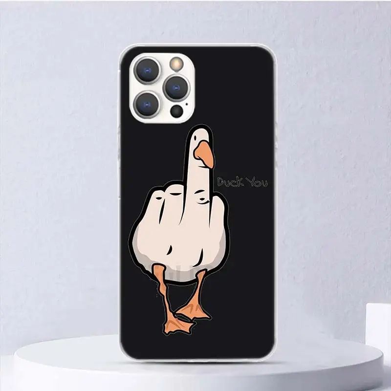 Мультяшний чохол для iPhone 15 Pro з дизайном качки Duck you Чорний