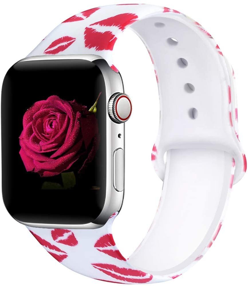 Силиконовый белый ремешок "Губы" для Apple Watch 42-45 мм (Series 6/5/4/3/2)