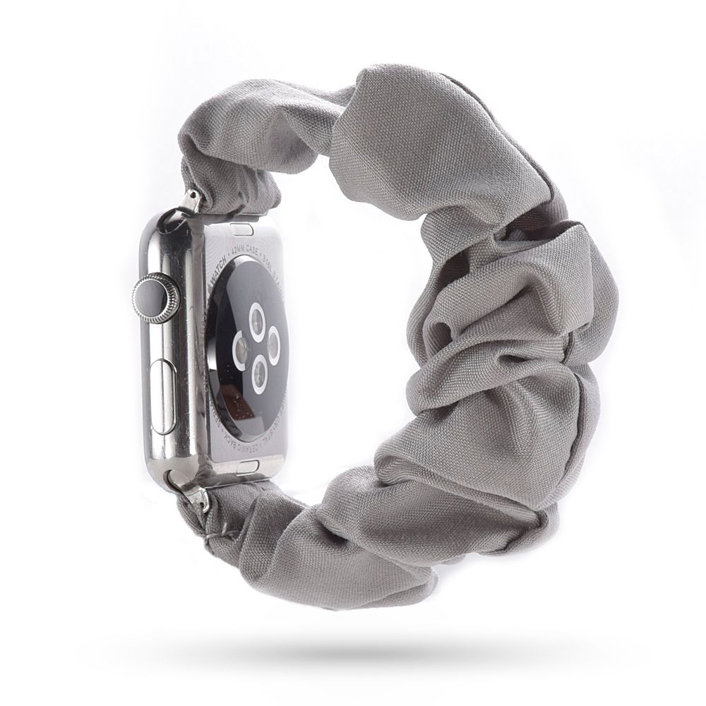 Ремешок светло-серый для Apple Watch 38-40 мм (Series 6/5/4/3/2) + резинка для волос