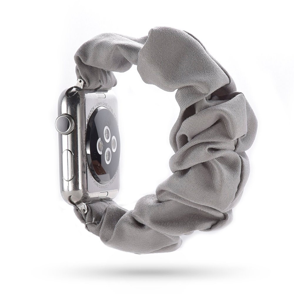 Ремешок светло-серый для Apple Watch 42-44 мм (Series 6/5/4/3/2) + резинка для волос