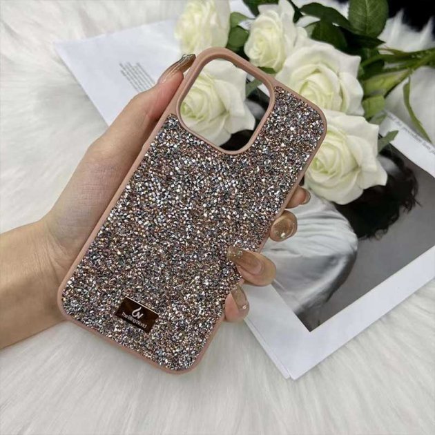 Розовый чехол Bling Rock Diamond Case для iPhone 14 Pro Rose Gold