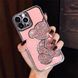 Блискучий чохол для iPhone 13 Pro Diamond Bear Рожевий