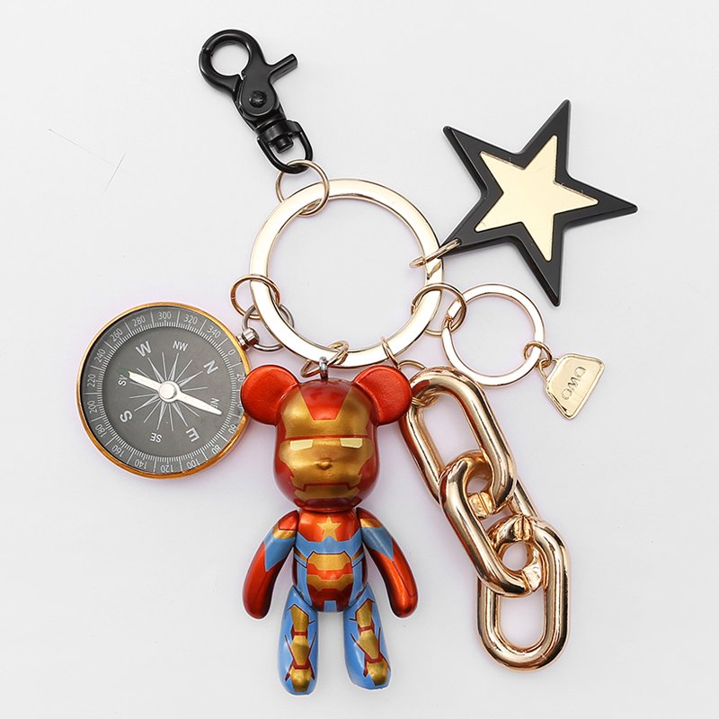 Брелок разноцветный (ключница) Bearbrick мишка со звездой