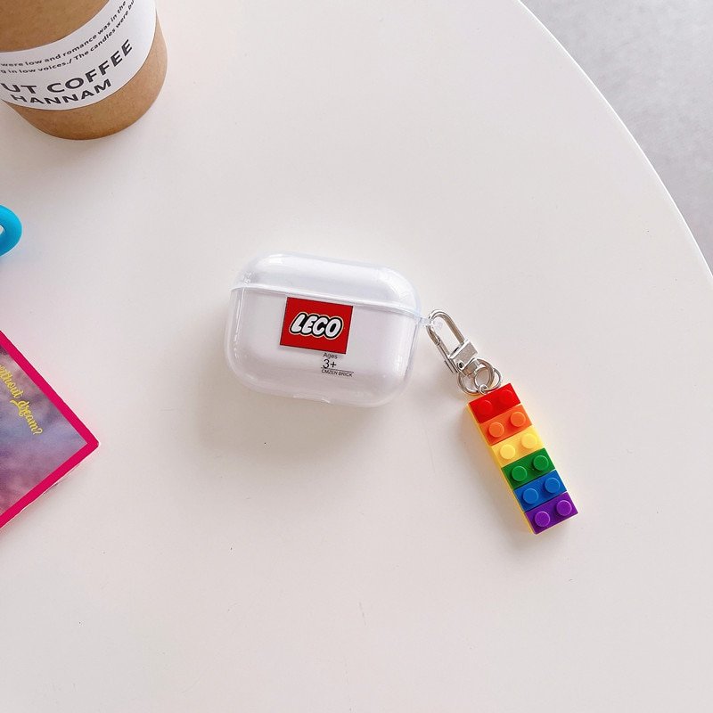 Чехол для Apple Airpods Pro 2 Lego с брелком Белый