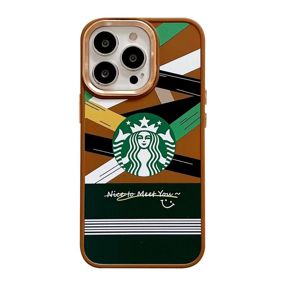 Чехол для iPhone 12 Pro Starbucks с защитой камеры Карамельный