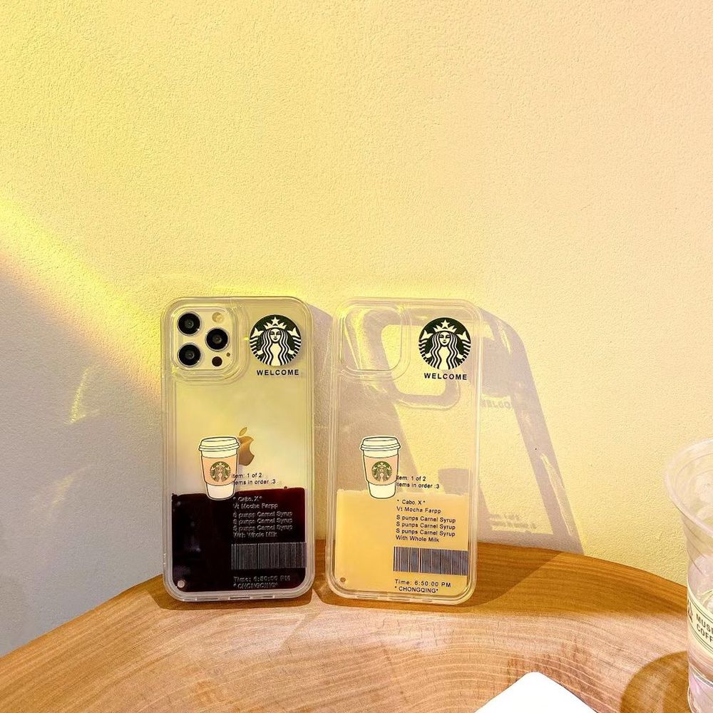 Переливний чохол для iPhone 13 Starbucks з карамельно-кавовим сиропом