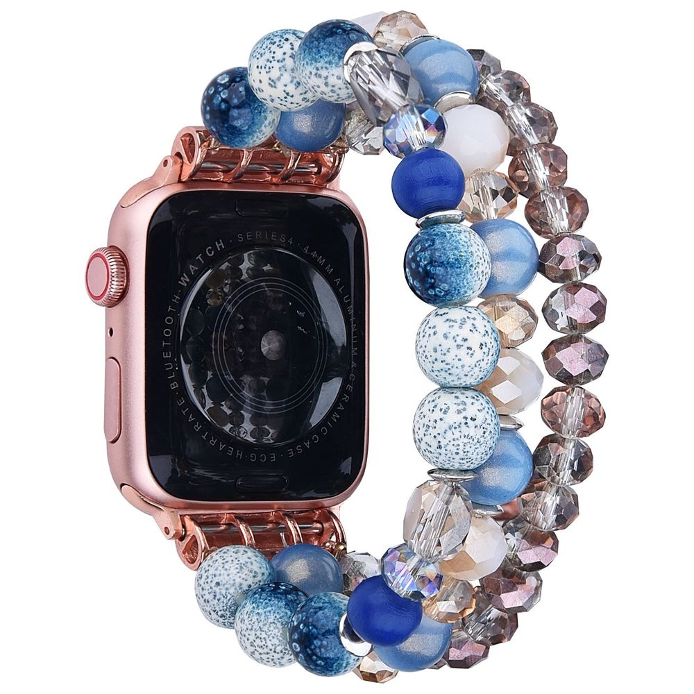Ремінець з коричнево-синіх перлів "Світанок" для Apple Watch 42-45 мм (Series 6/5/4/3/2)