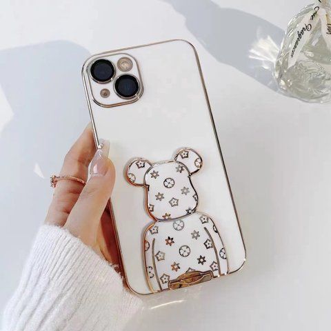 Чохол для iPhone 14 Bearbrick Kaws з кронштейном Білий