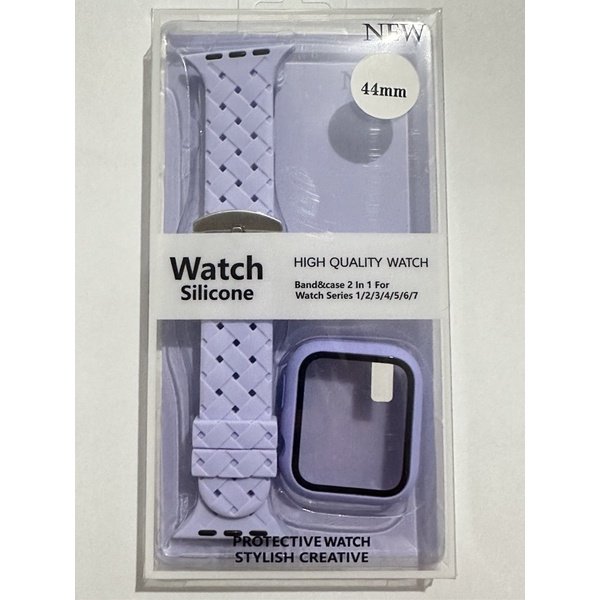 Ремінець + чохол для Apple Watch 44 мм Плетіння Silicone Lavender