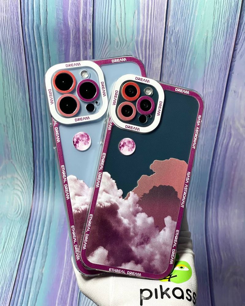Чехол для iPhone 13 Mini Ethereal Dream NASA с защитой камеры Прозрачно-бордовый