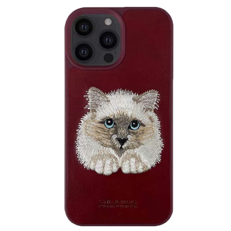 Чохол для iPhone 13 Pro Max Santa Barbara Polo з вишивкою "Кіт" Червоний