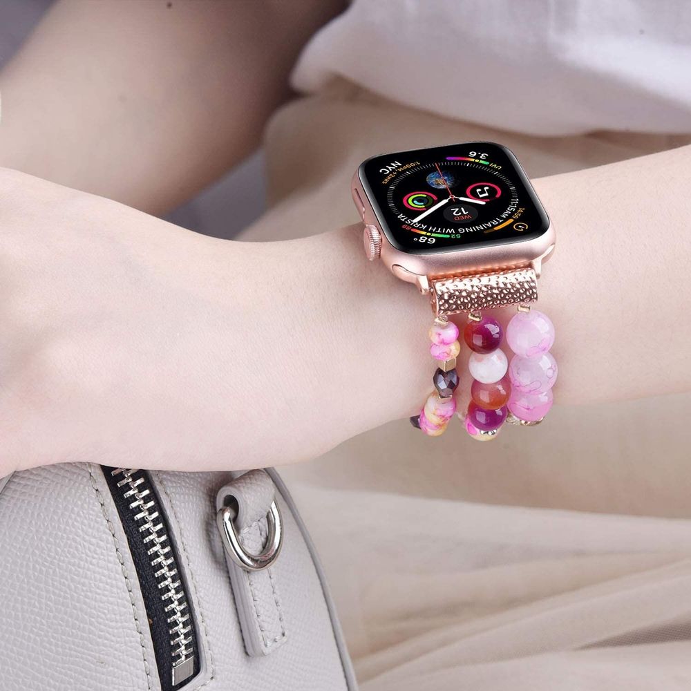 Дизайнерский ремешок из розовых бусин "Лето" для Apple Watch 38-41 мм (Series 6/5/4/3/2)