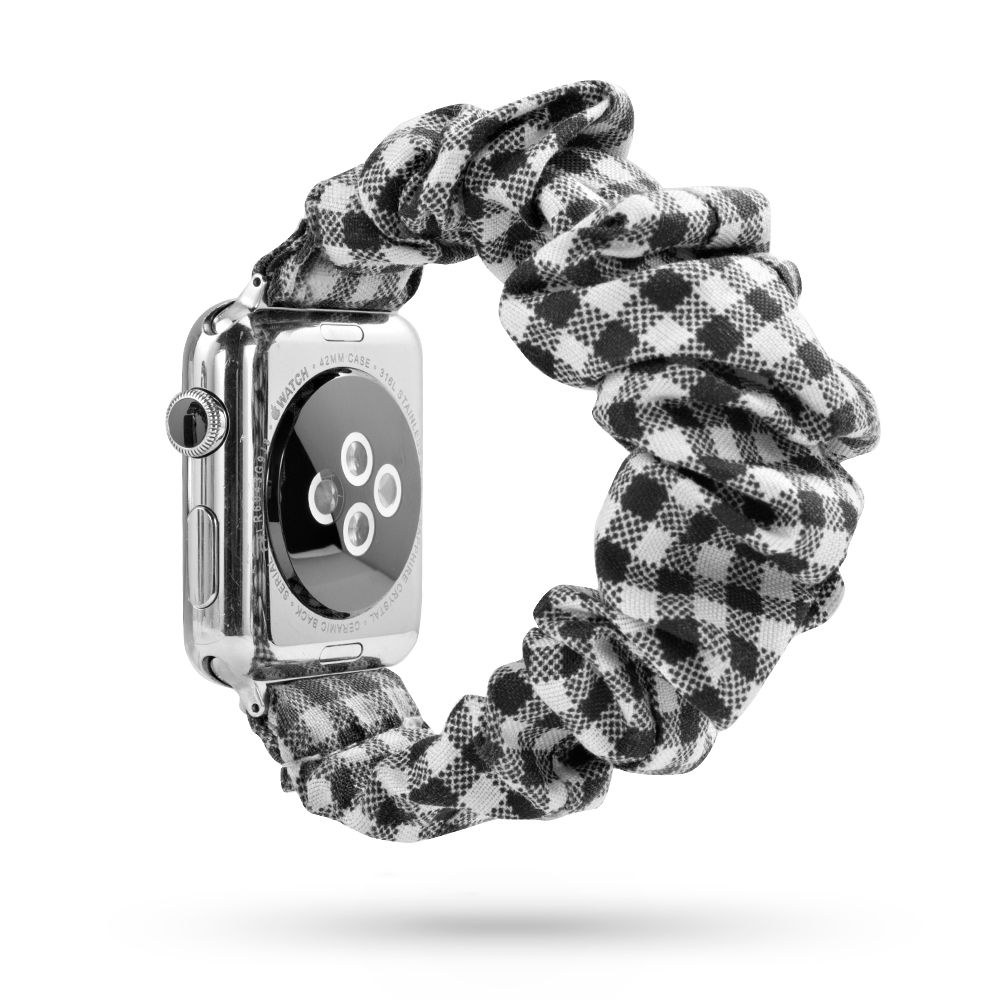 Ремешок серый в клетку для Apple Watch 38-40 мм (Series 6/5/4/3/2) + резинка для волос