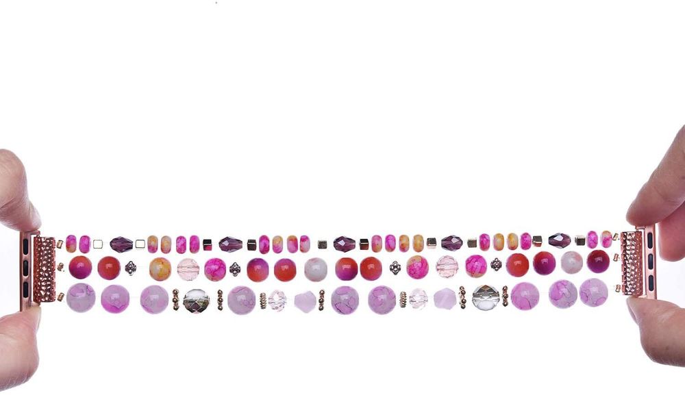 Дизайнерський ремінець з рожевих намистин "Літо" для Apple Watch 38-41 мм (Series 6/5/4/3/2)