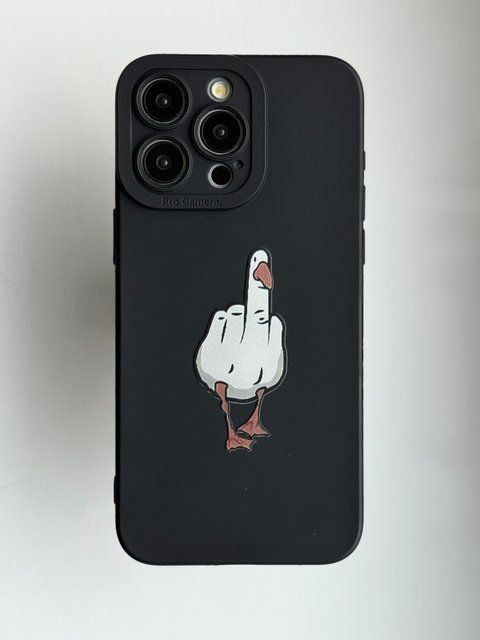 Мультяшный чехол для iPhone 12 с дизайном утки Duck you Черный