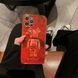 Чехол для iPhone 12 Pro Max медвежонок Bearbrick Mars Красно-оранжевый