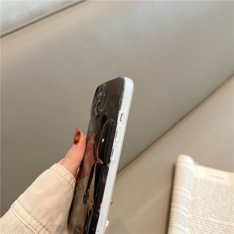 Чехол для iPhone 12 Bearbrick мраморный Черный