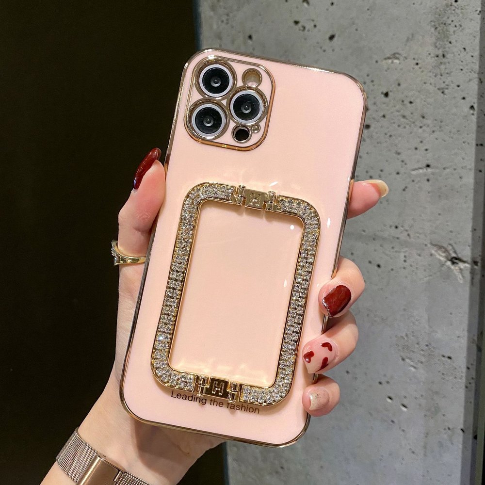 Блискучий чохол для iPhone 12 Pro Max з підставкою Leading the fashion Рожевий