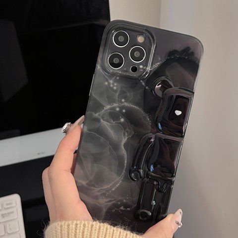 Чохол для iPhone 11 Pro Max Bearbrick мармуровий Чорний