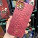 Кожаный чехол для iPhone 14 Santa Barbara Polo Knight Crocodile Leather Бордовый