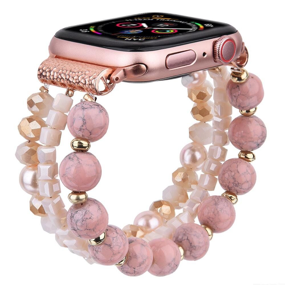 Дизайнерський браслет із намистин персиково-рожевого кольору для Apple Watch 38-41 мм (Series 6/5/4/3/2)