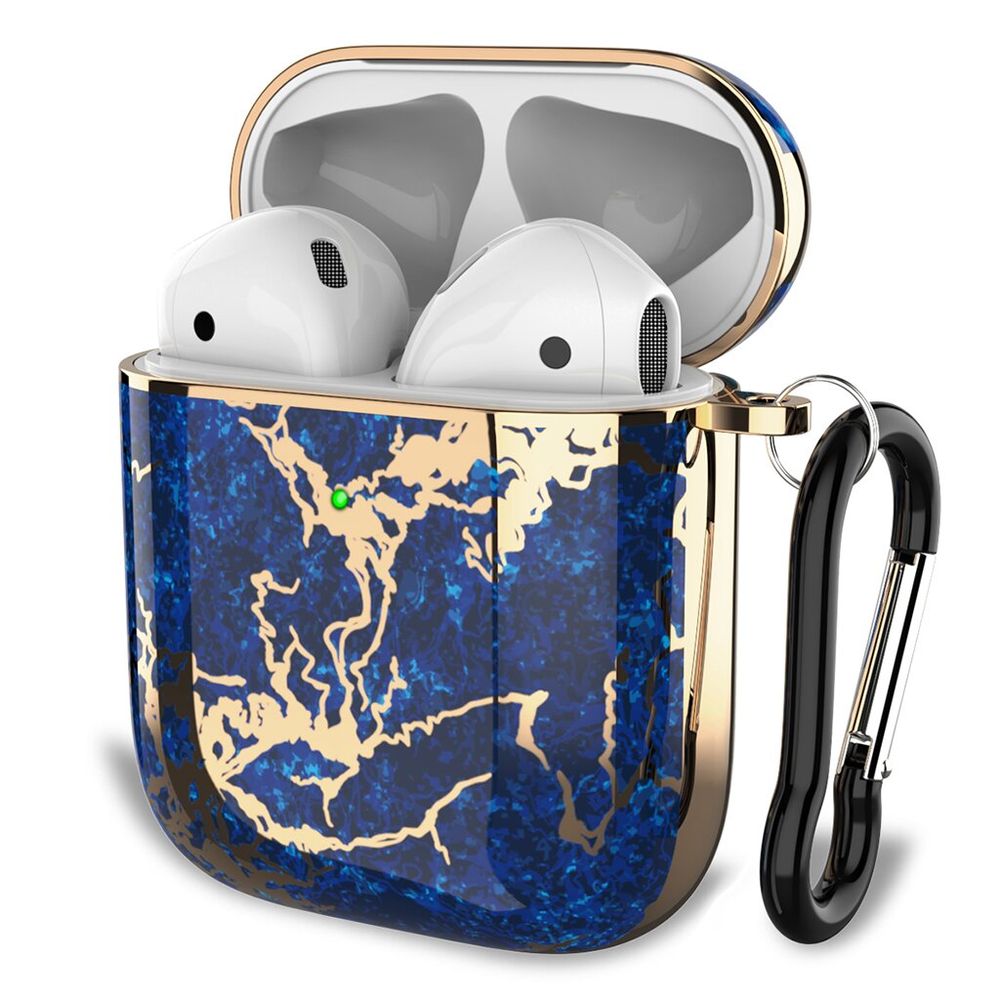 Дизайнерский чехол Синий мрамор с золотистой тропинкой для Apple AirPods 1/2