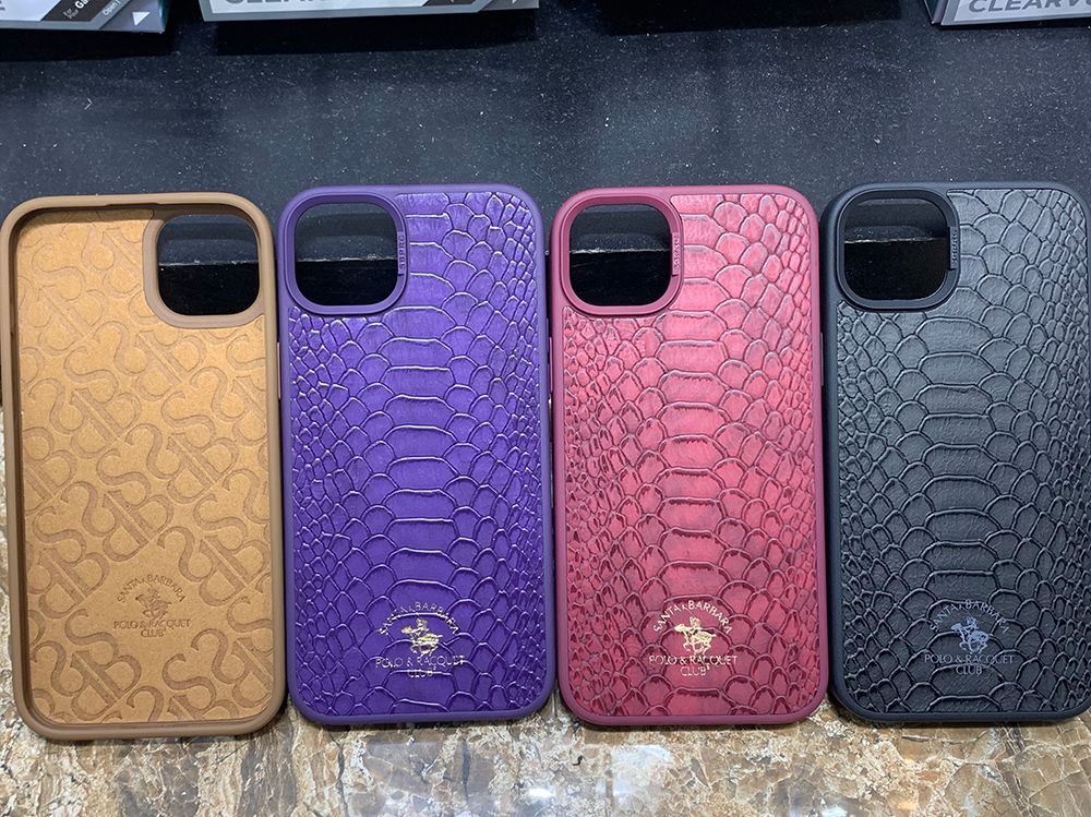 Кожаный чехол для iPhone 14 Pro Santa Barbara Polo Knight Crocodile Leather Бордовый