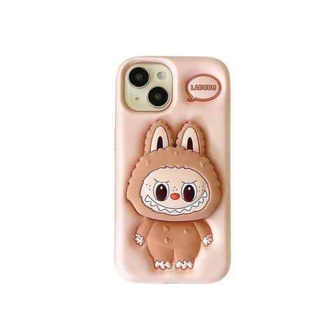Чехол 3D Labubu с подставкой для iPhone 14 Pro Pink