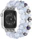 Дизайнерский ремешок из бело-синих бусин "Свежесть" для Apple Watch 42-45 мм (Series 6/5/4/3/2)