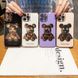 Розкішний чохол для iPhone 12 3D Bearbrick Kaws Power Bear Бузковий