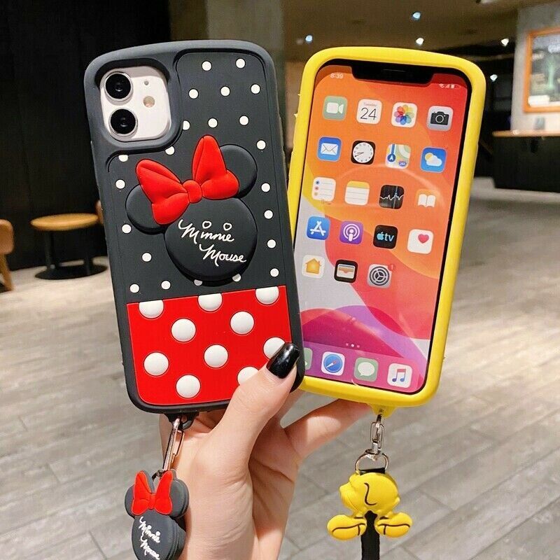 Чехол Minnie Mouse с брелоком для iPhone 11 черного цвета