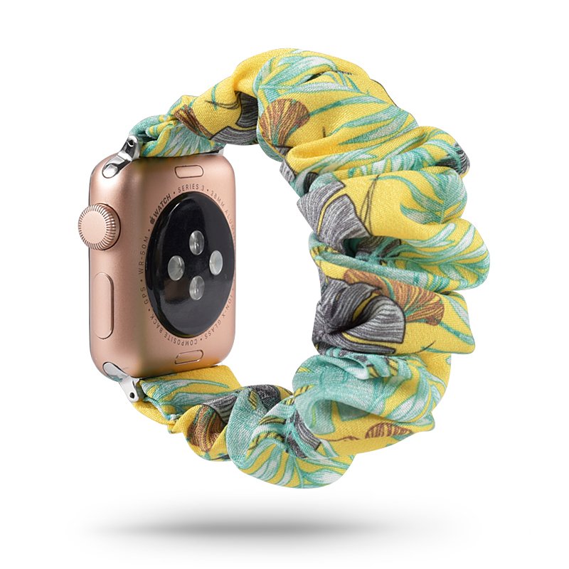 Ремінець "Листя" жовтий для Apple Watch 38-40 мм (Series 6/5/4/3/2) + резинка для волосся