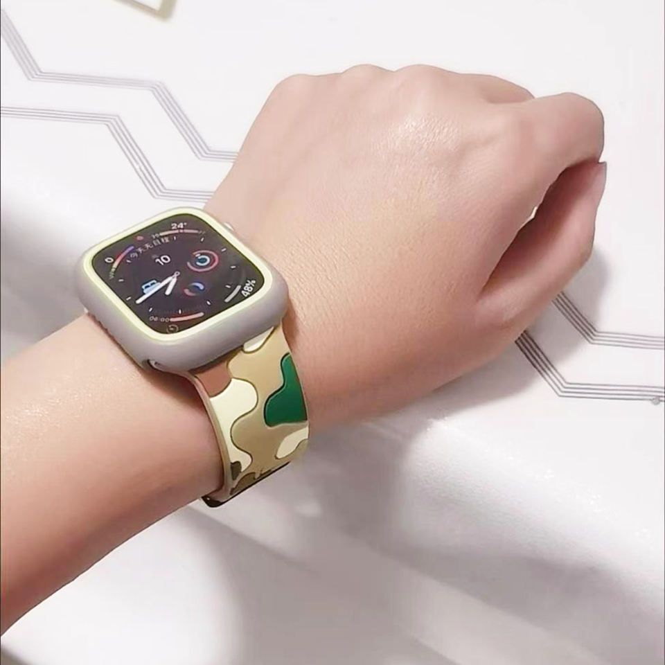 Ремешок + чехол для Apple Watch 41 мм Мультикам Коричнево-зеленый
