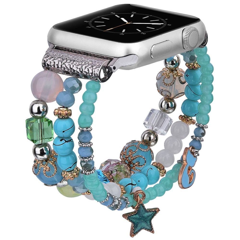 Дизайнерский бирюзовый ремешок из бусин "Морская звезда" для Apple Watch 38-41 мм (Series 6/5/4/3/2)