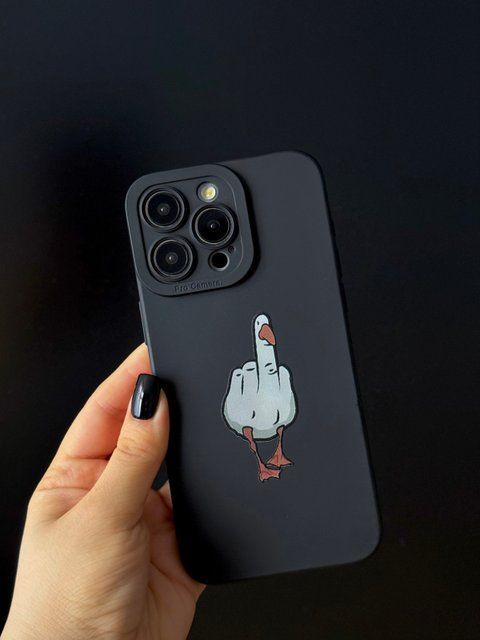 Мультяшный чехол для iPhone 11 с дизайном утки Duck you Черный