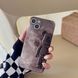 Чехол для iPhone 15 Pro Bearbrick мраморный Коричневый