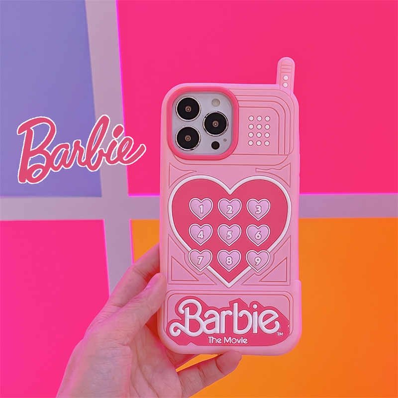 Чохол для iPhone 14 Pro Max 【Barbie】Love Retro Telephone Рожевий