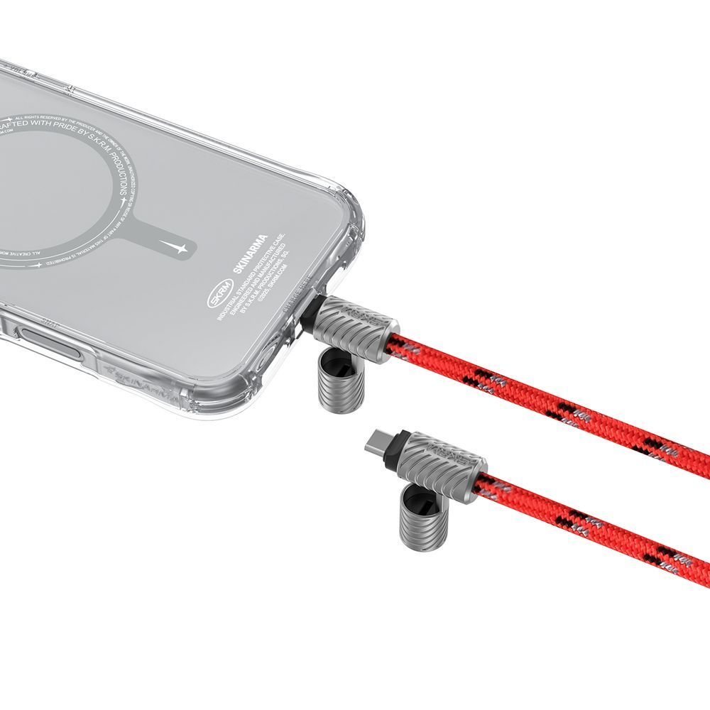 Ремінець для телефону з вбудованим кабелем Skinarma Dyno VE Lanyard with Integrated USB-C to USB-C Cable Vermilion