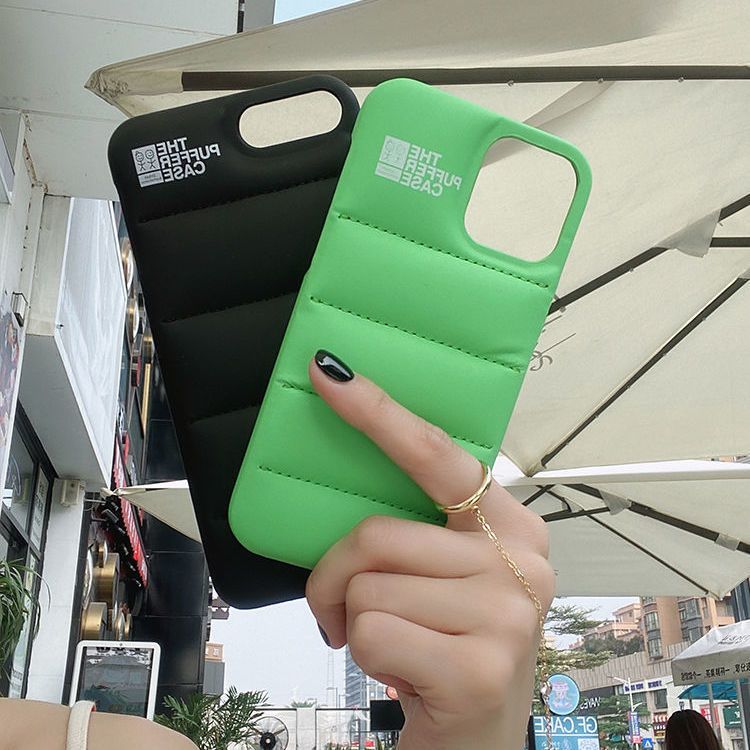 Зеленый пуферний чехол-пуховик для iPhone 12