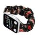 Ремешок "Садовая роза" черный для Apple Watch 38-41 мм (Series 6/5/4/3/2) + резинка для волос